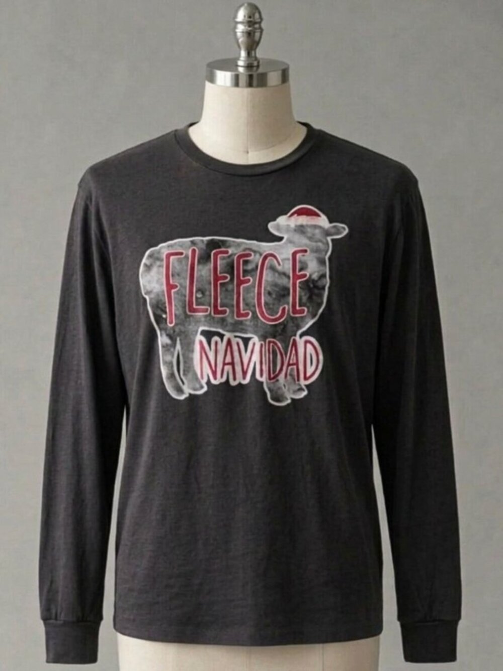Men's Fleece Navidad | Black Ugly Christmas Sweater Long-Sleeve T-Shirt | Sz M